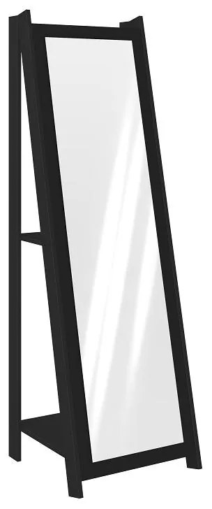 Espelho De Chão Com 2 Prateleiras Retrô 161cmx50cm - Preto