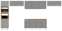 Armário de Cozinha Modulada 5 Peças CP13 Balcão Castanho/Cinza - Lumil