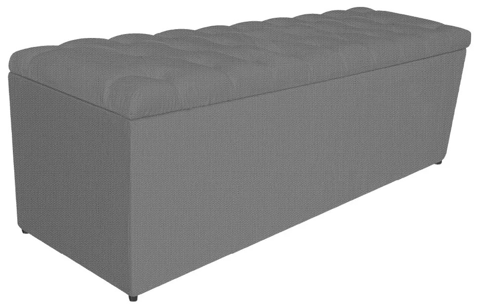 Kit Cabeceira e Calçadeira Liverpool 160 cm Queen Size Linho Chumbo - ADJ Decor