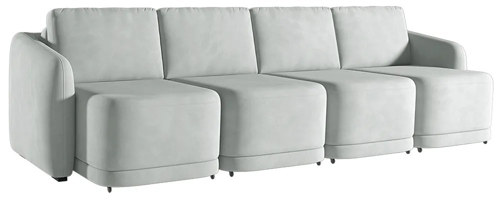 Sofá Cama Modulado Retrátil e Reclinável Decorativo Varsóvia 396cm Veludo Cinza G33 - Gran Belo