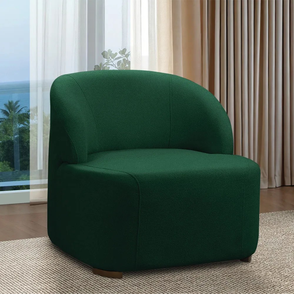 Poltrona Decorativa Orgânica para Sala Diully Bouclê E03 - D'Rossi - Verde