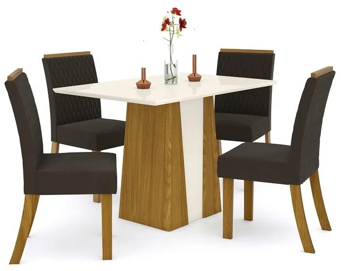 Mesa de Jantar 120cm Orus Móveis Henn Nature/Off White