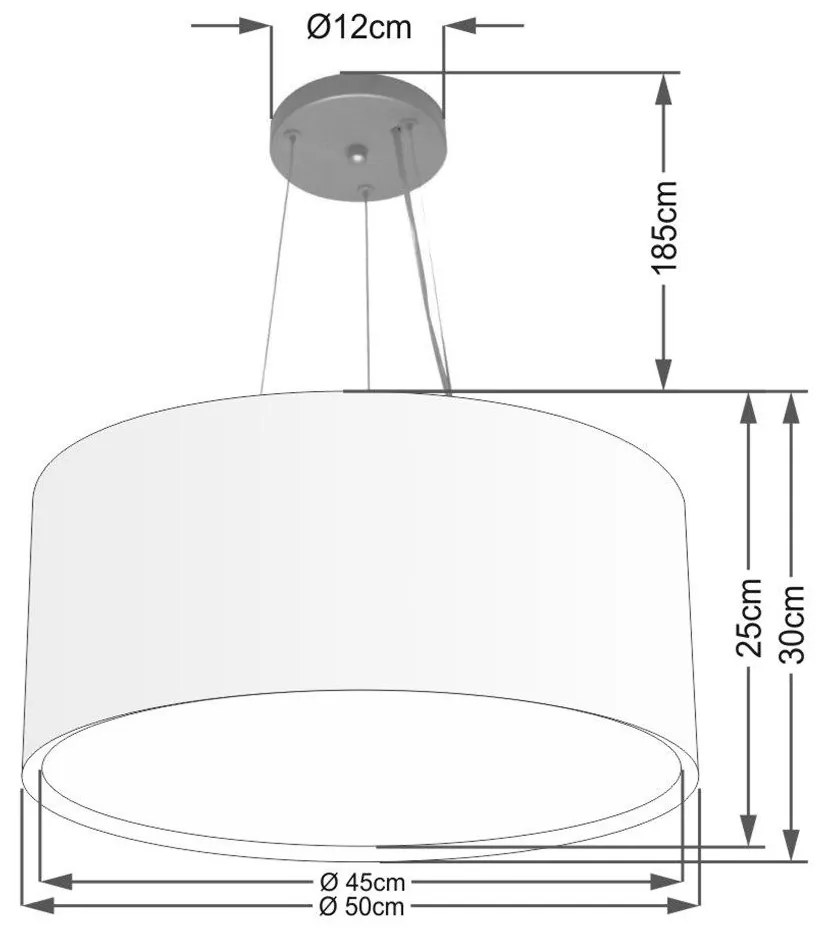 Lustre Pendente Cilíndrico Duplo Md-4300 Cúpula em Tecido 50x30cm Algodão Crú - Bivolt