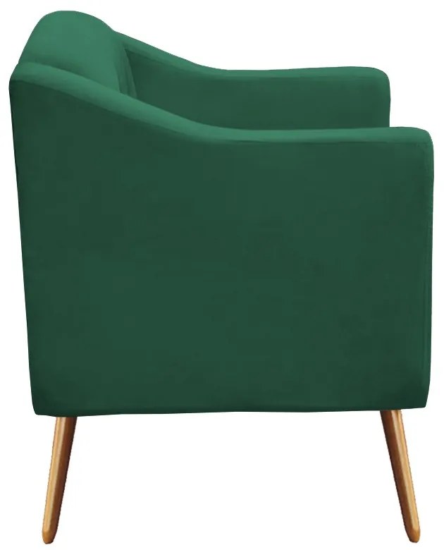 Kit Sofá Namoradeira + Poltrona Bruna Suede Verde Bandeira Pé Palito