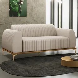 Sofá 180cm 3 Lugares Base Gold Molino D06 Suede C-309 Bege - Mpozenato