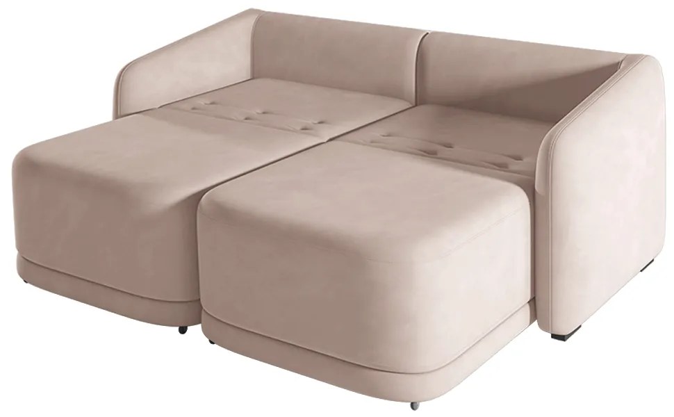 Sofá Cama Modulado Retrátil e Reclinável Decorativo Varsóvia 236cm Veludo Rosê G33 - Gran Belo
