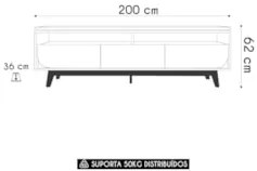 Rack Bancada de TV 75 Pol 200cm Celina Z10 Off/Cinamomo - Mpozenato