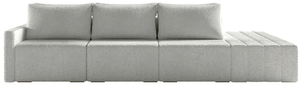 Sofá Ilha Modulado Milos 312cm Puff Lateral Bouclê Cinza G33 - Gran Belo