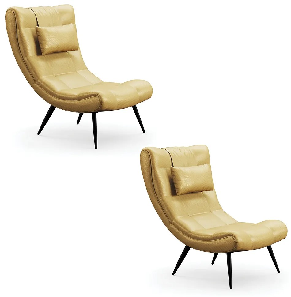 Kit 02 Poltronas Sher Facto Pés Palito de Ferro D03 - D'Rossi - Dourado