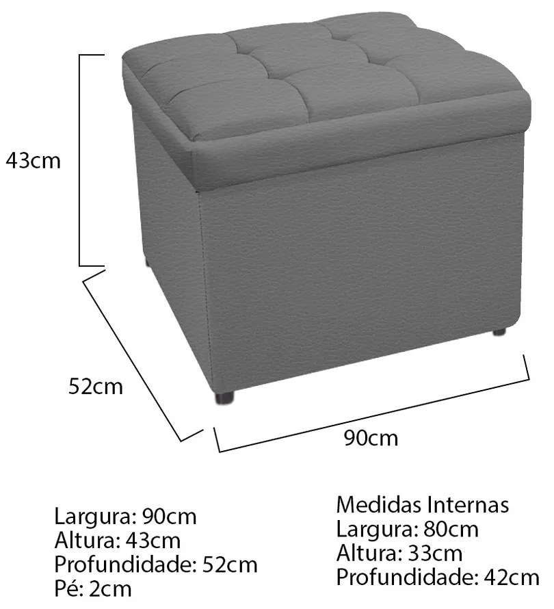 Calçadeira Copenhague 90 cm Solteiro Corano Cinza - ADJ Decor