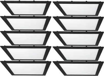 Kit 10 Plafons LED Embutir Quadrado 24W Preto 30cm