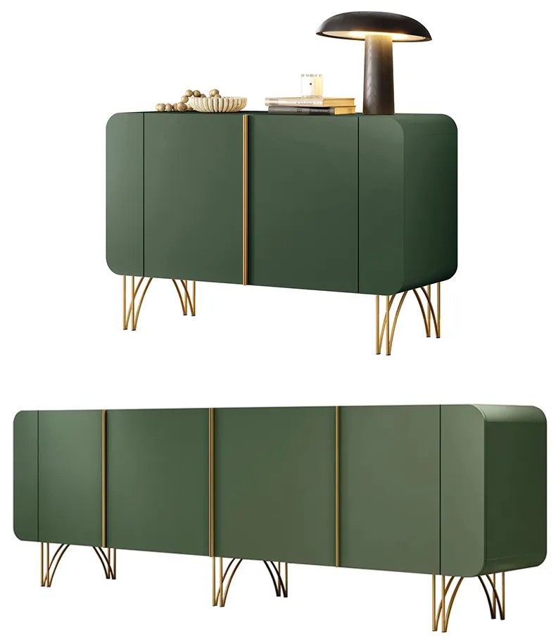 Conjunto Buffets Sala de Estar Bambino/Virginia MDP/MDF Pés em Aço Verde Pistache G26 - Gran Belo