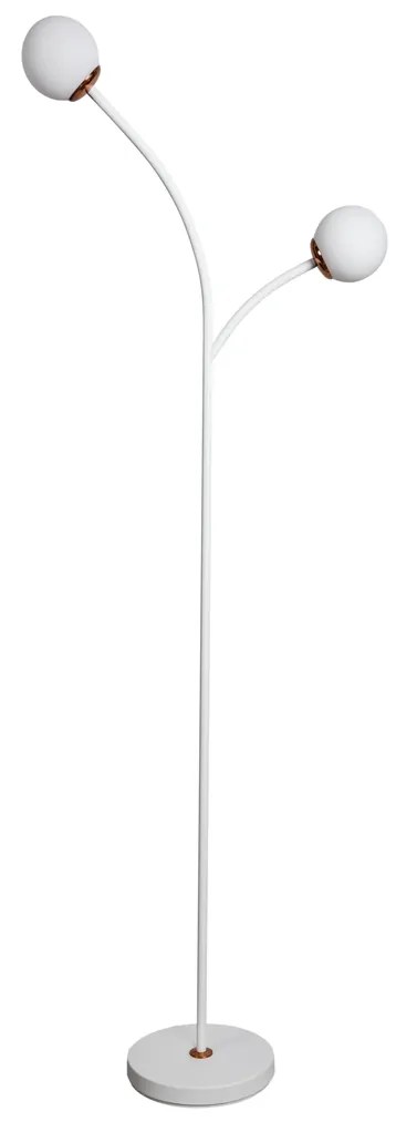 Luminaria De Chão Zucca Ø24,5X161Cm 2Xg9 / Globo Ø12Cm / Coluna | Usin... (BZ-M / DR-PV - Bronze Metálico / Dourado Brilho Polido Verniz, AMBAR)