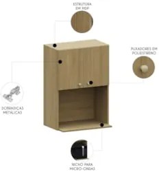 Armário de Cozinha 60cm Com Nicho Micro-ondas Mirella Freijó L01 - Mpo