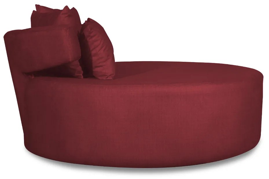 Sofá Chaise Eva Redondo 02 Lugares Suede Vermelho