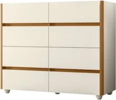 Cômoda Para Quarto 8 Gavetas 120cm Lynd A02 Off/Cinamomo    - Mpozenat
