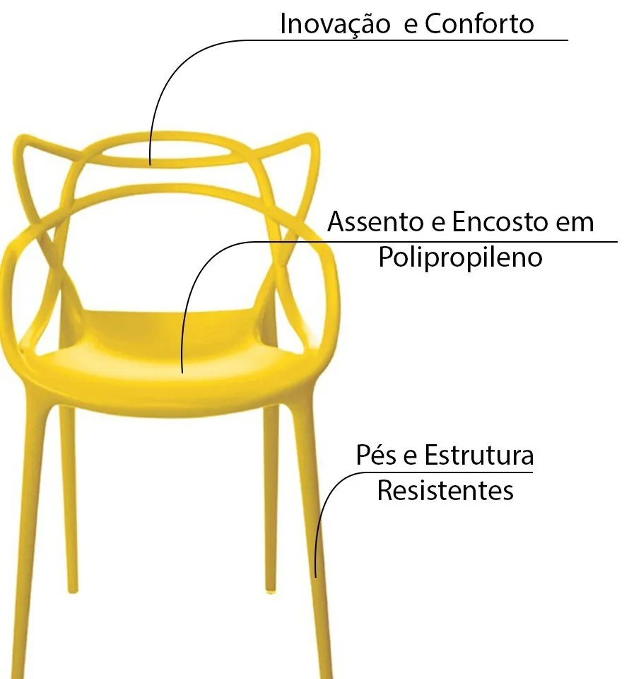 Kit 5 Cadeiras Decorativas Sala e Cozinha Feliti (PP) Amarela G56 - Gran Belo