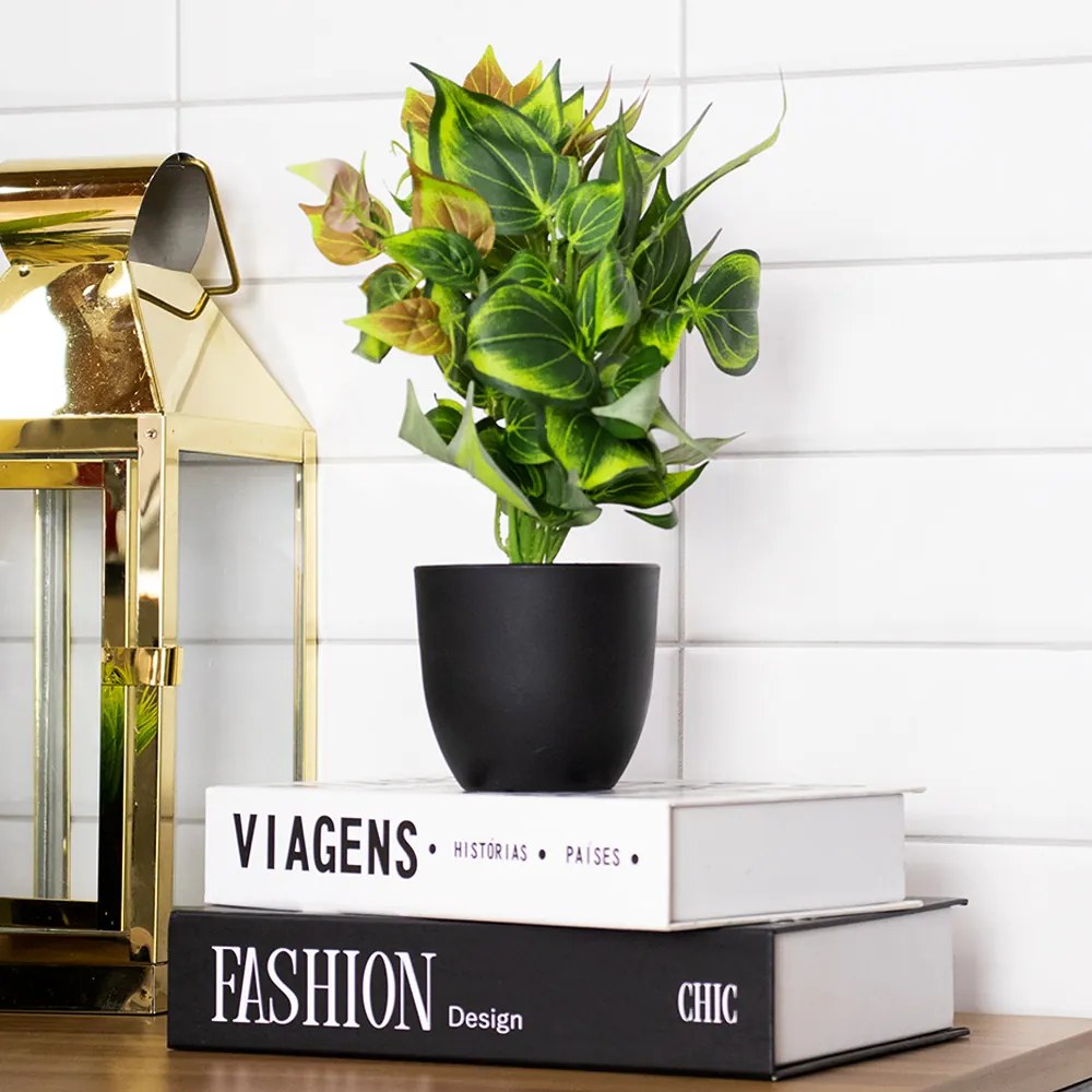 Vaso Decorativo com Planta Artificial para Sala Verde 22 cm - D'Rossi