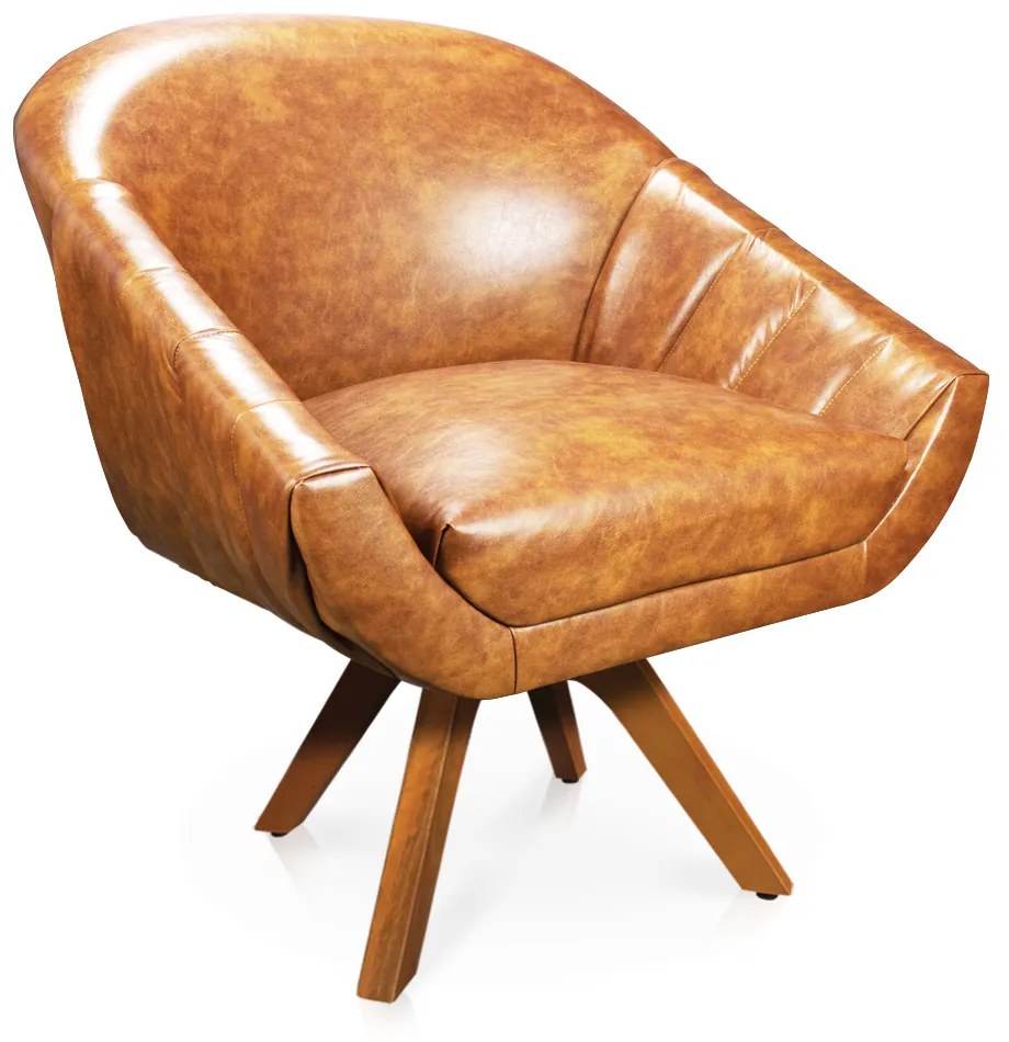 Poltrona Decorativa Giratória MM30 Giovana Sintético PU Nozes D01 - D'Rossi