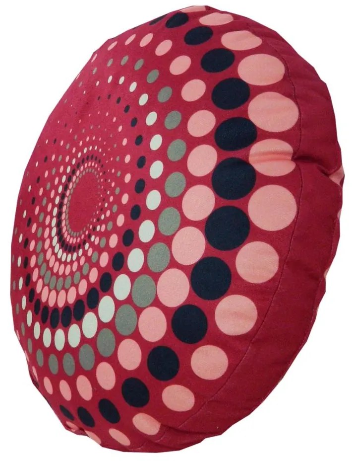 Almofada Redonda Ravi Cheia Indiana em Tons Cereja 40x40cm - ARI-0326