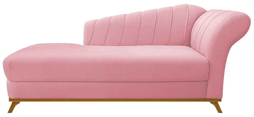Recamier Vanessa 140cm Lado Esquerdo Suede Rosa Bebê- ADJ Decor
