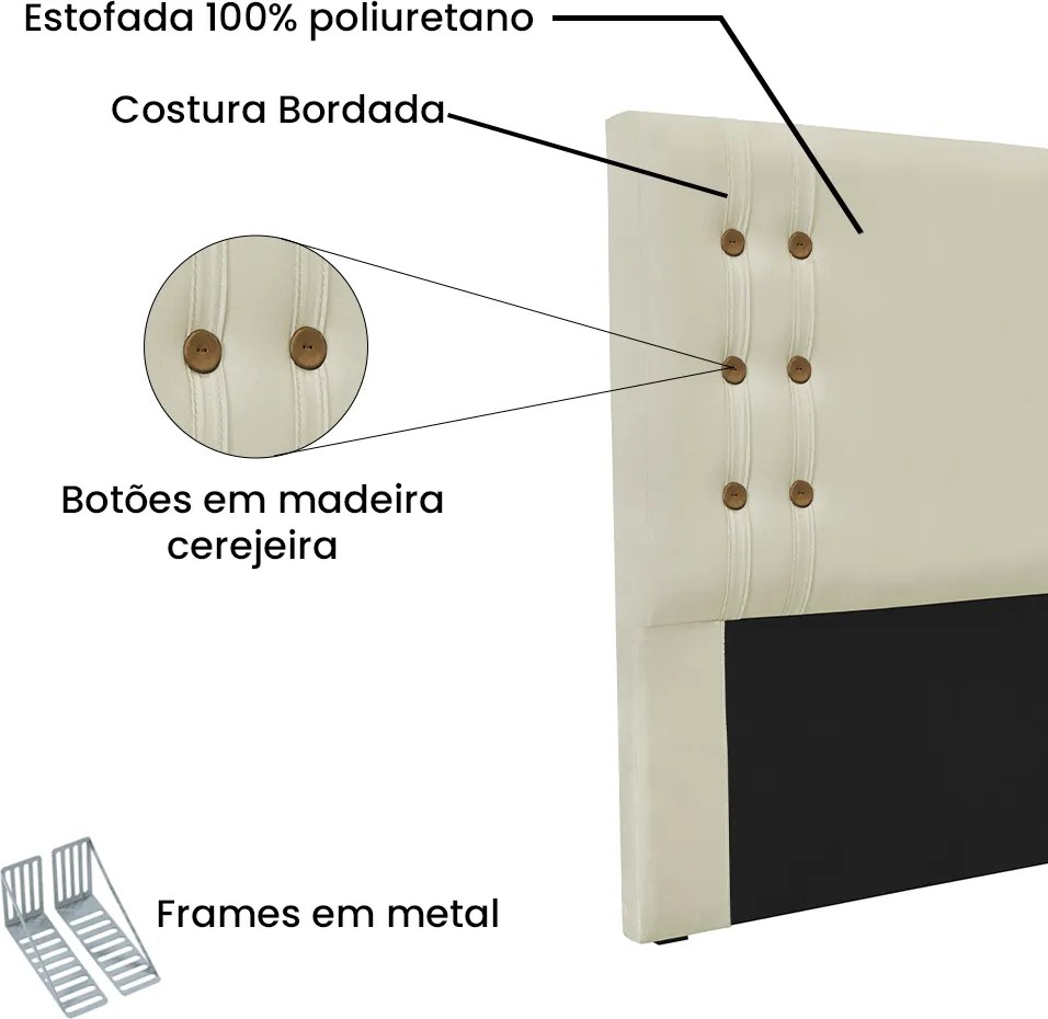 Cabeceira Cama Box King 195cm e Recamier Gênova Veludo S04 - D'Rossi - Bege