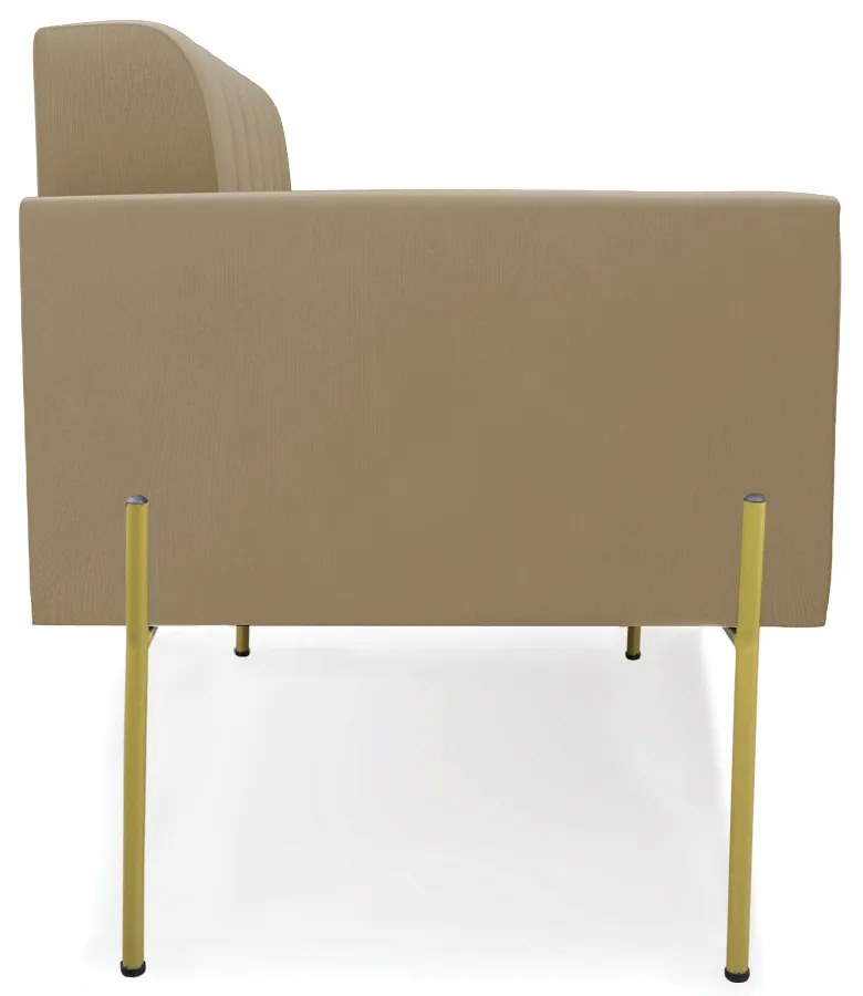 Sofá Namoradeira 2 Lugares Pé de Ferro Dourado Elisa Suede D03 - D'Rossi - Marrom Rato