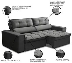 Sofá Retrátil Reclinável 3 Lugares 200cm Blanches F05 Veludo Grafite -