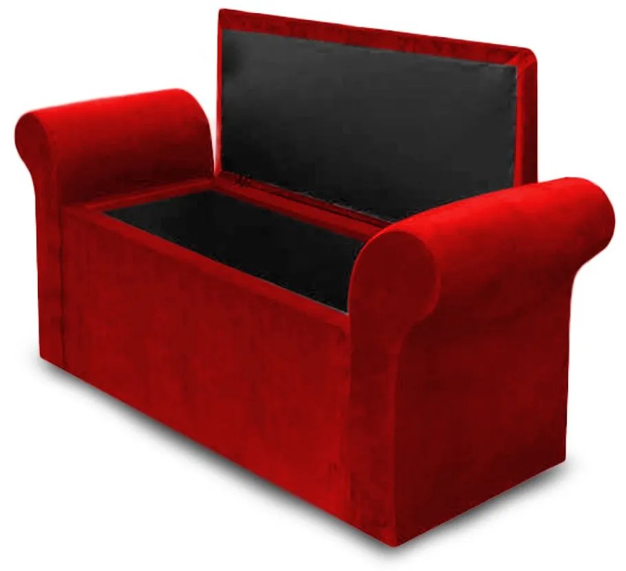 Recamier Calçadeira Baú Miami Veludo Vermelho - Simbal - Vermelho