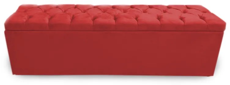Calçadeira Baú Solteiro 100cm Nicole Capitonê Suede Vermelho - Sheep Estofados - Vermelho
