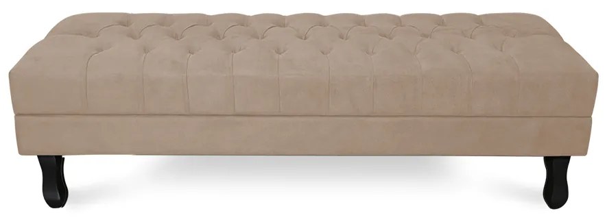 Puff Baú Decorativo Capitonê Luis XV 100x40cm Suede Bege - Sheep Estofados - Bege