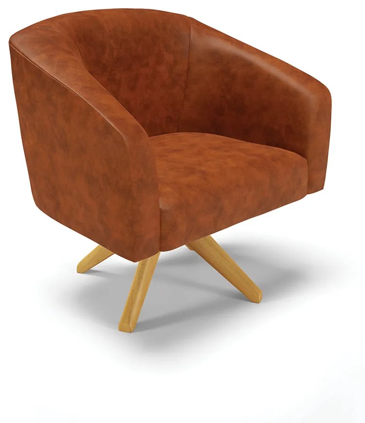 Poltrona Decorativa Giratória MA30 Kit 2 Stella Sintético PU D03 - D'Rossi - Nozes