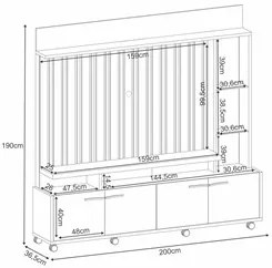 Estante Painel para TV 60 Pol. Natan H01 Off White/Cinamomo - Mpozenat