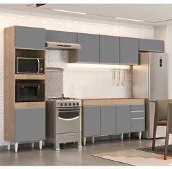 Armário de Cozinha Modulada 5 Peças CP13 Balcão Castanho/Cinza - Lumil