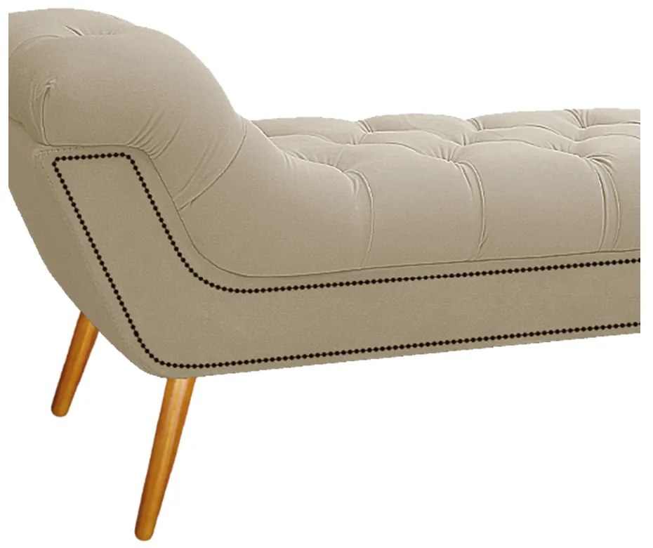 Calçadeira Estofada Veneza 160 cm Queen Size Corano Bege - ADJ Decor