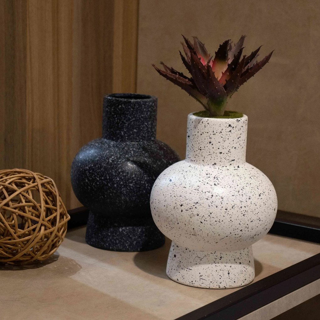 Vaso Decorativo em Cerâmica Flocos Branco 20x13 cm - D'Rossi