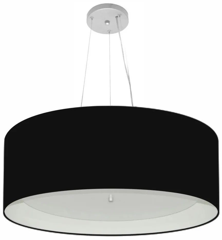 Lustre Pendente Cilíndrico Md-4142 Cúpula em Tecido 80x30cm Preto / Branco - Bivolt