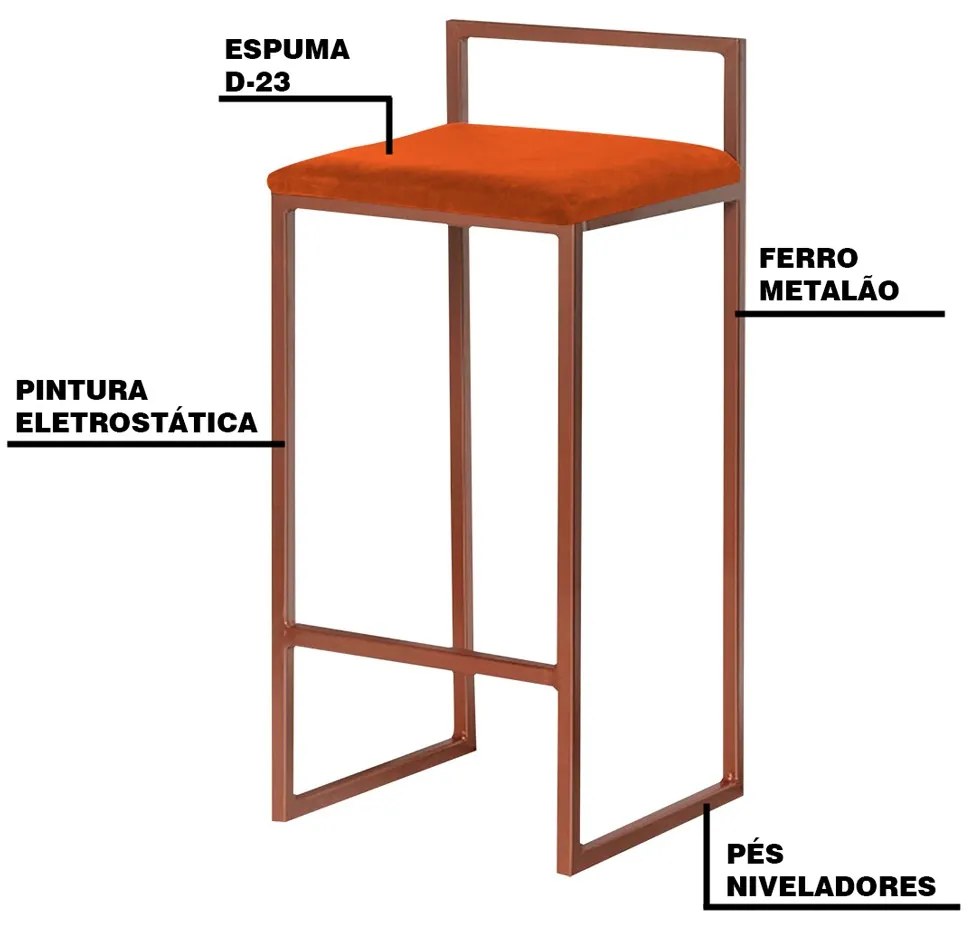 Kit 2 Banqueta Decorativa Selena Base Bronze Suede Telha G41 - Gran Belo