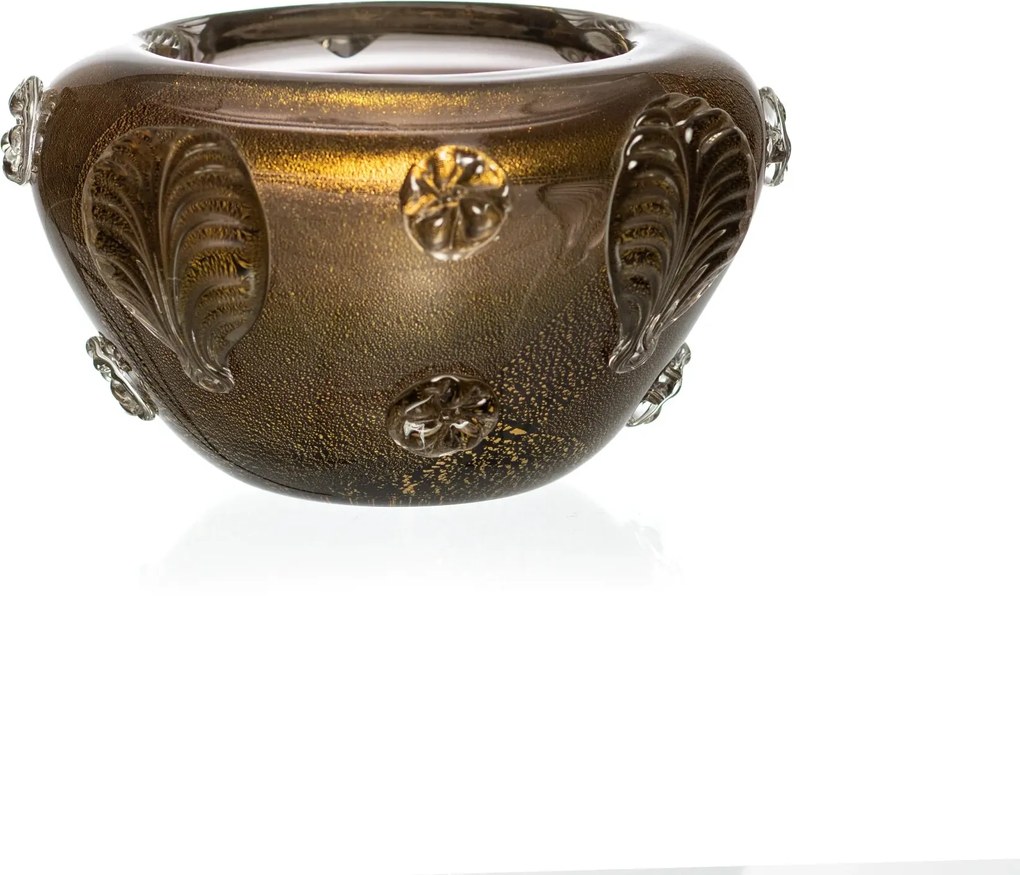 Cachepot Murano Veneza c/ Ouro P Ônix