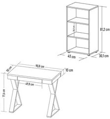 Mesa Escrivaninha 90cm Veneti e Estante Livreiro 45x81cm Lean A06 Bran