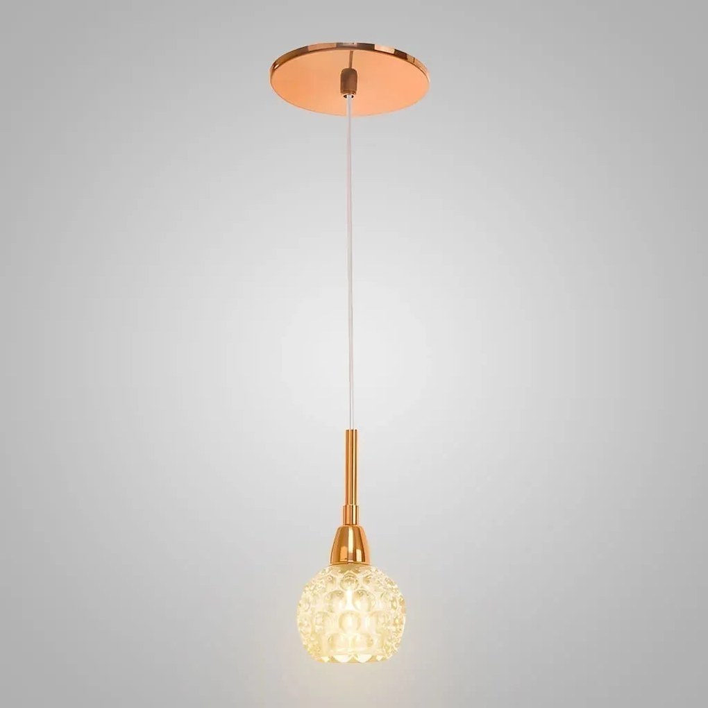 Pendente Bolinha Ø8X17Cm Metal E Vidro Cristal Ø8Cm 01Xg9 | Old Artisa... (GRAFITE / CROMADO, CLEAR (TRANSPARENTE))
