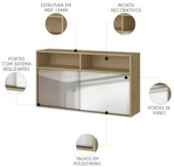 Armário de Cozinha Aéreo 120cm Sirelian Atacama/Vidro A15 - Mpozenato