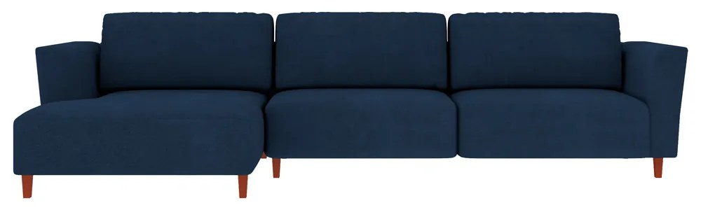 Sofá 290cm com Chaise Esquerda Franz Suede Azul - Gran Belo