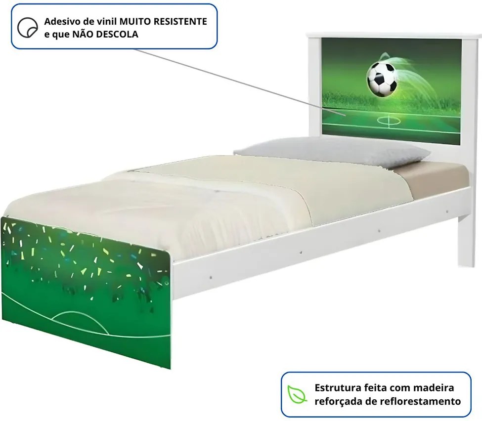 Cama Solteiro Infantil 195x96cm para Quarto Personagens K02 - D'Rossi - COPA FUTEBOL