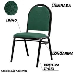Cadeira Hoteleira Auditório Empilhável Linho Z33 Verde - Mpozenato