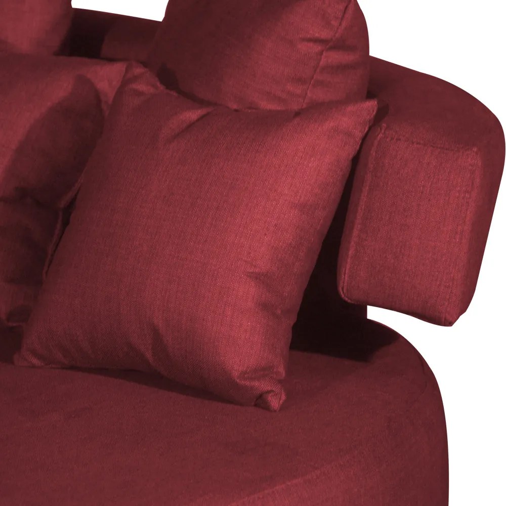 Sofá Chaise Eva Redondo 02 Lugares Suede Vermelho