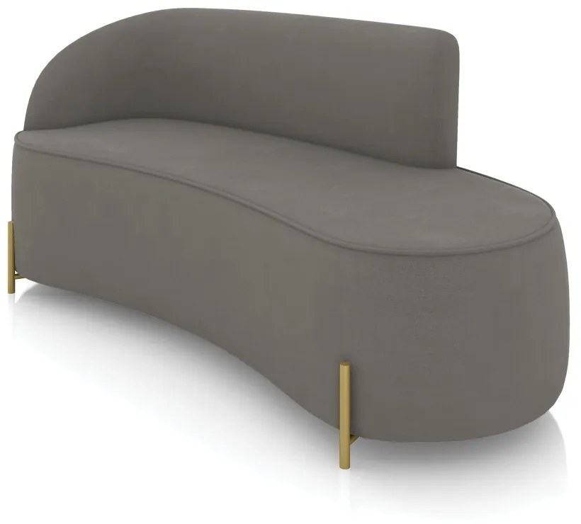 Sofá 3 Lugares Orgânico 180cm Pé Dourado Morgan Suede D03 - D'Rossi - Grafite