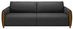 Sofá 3 Lugares 223cm Pés Madeira Amaranto Z32 PU Preto - Mpozenato