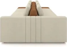 Sofá Ilha e Puff Sala Living 335cm Siesta M22 Linho Areia/Marrom - Mpo