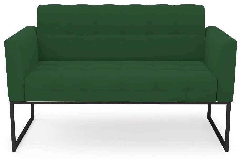 Sofá Namoradeira Elisa Veludo Verde Base Metálica Industrial Preto - D'Rossi